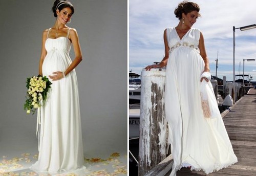 Свадебные платья в греческом стиле для беременных, полных девушек, нежных оттенков, с рукавами.
