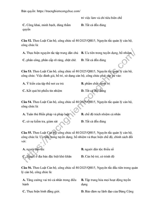 590 câu Luật CBCC 2025 - Full-11