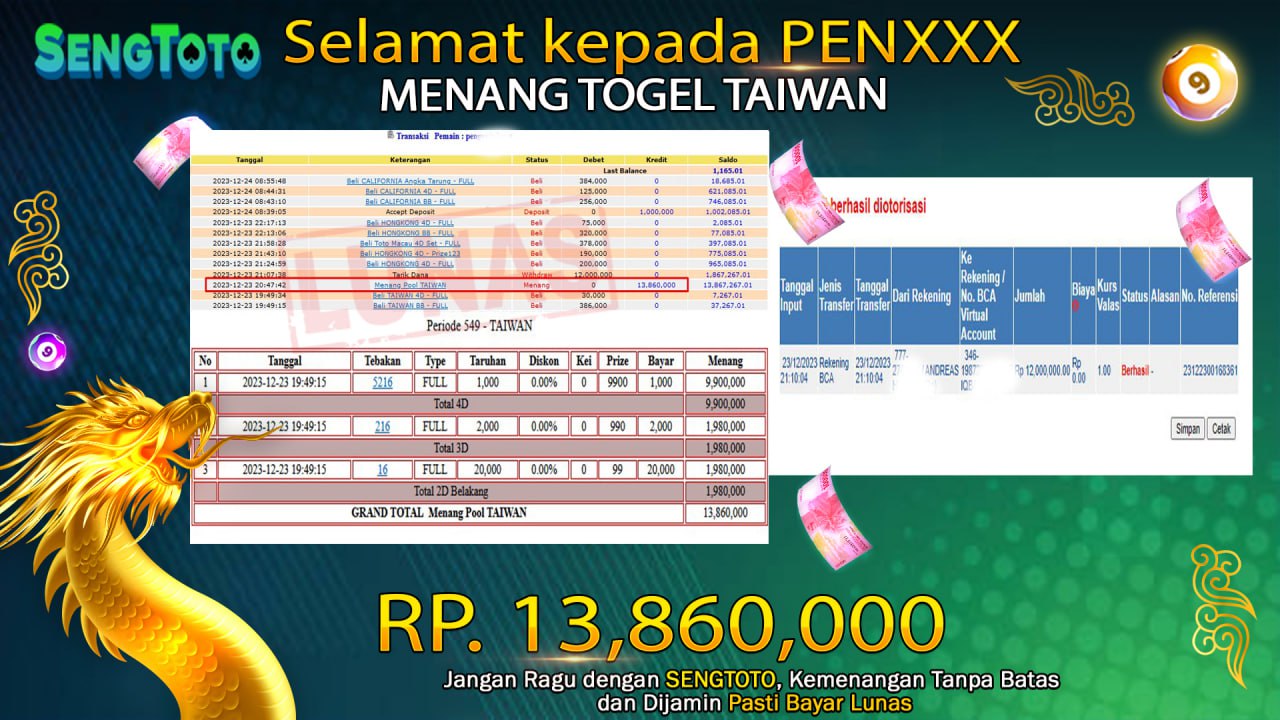 BUKTI PEMBAYARAN TOGEL TAIWAN