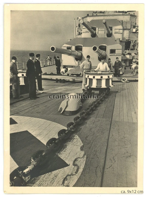 Orig Foto schwere Kreuzer Prinz Eugen Schiff ca 1940 Heckspill Geschütz Turm