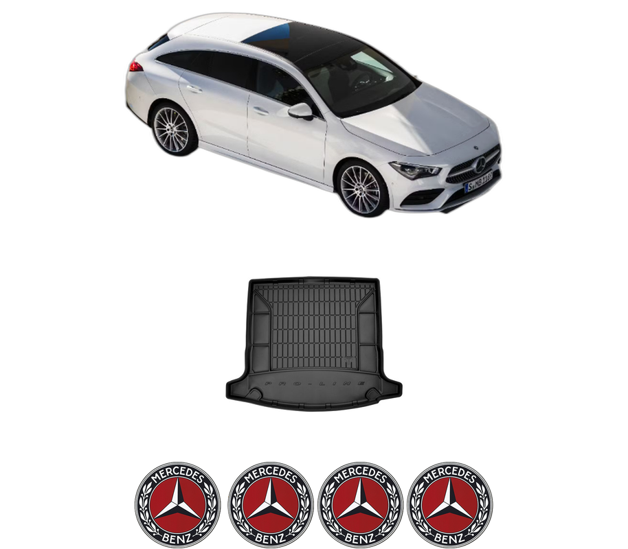 Tavita Portbagaj MERCEDES-BENZ CLA Shooting Brake (X118) din 2019-2020, Protectie Portbagaj Auto, 4x Stickere auto cu MERCEDES-BENZ