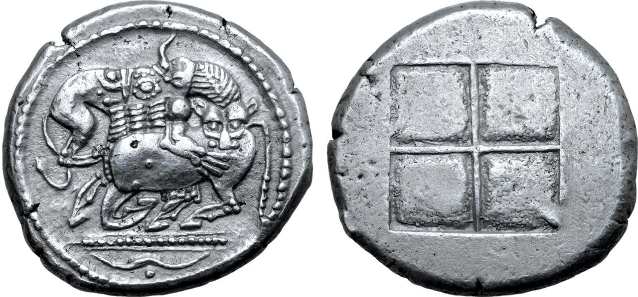 Tetradracma ático. Akanthos (Acanto, Actual Ierissos. Grecia). Año: 470-430 a.C. 6973046