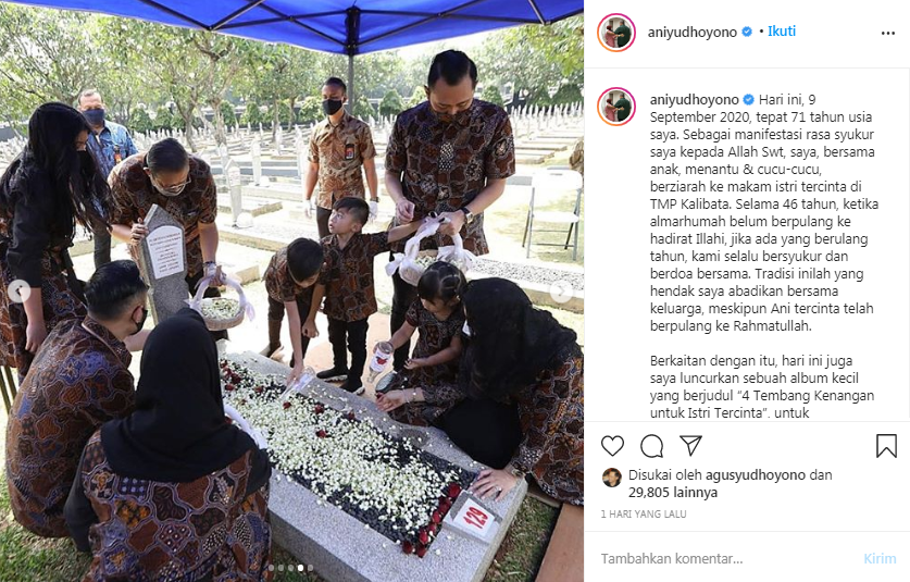 SBY ziarah ke makam Ani Yudhoyono di hari ulang tahunnya