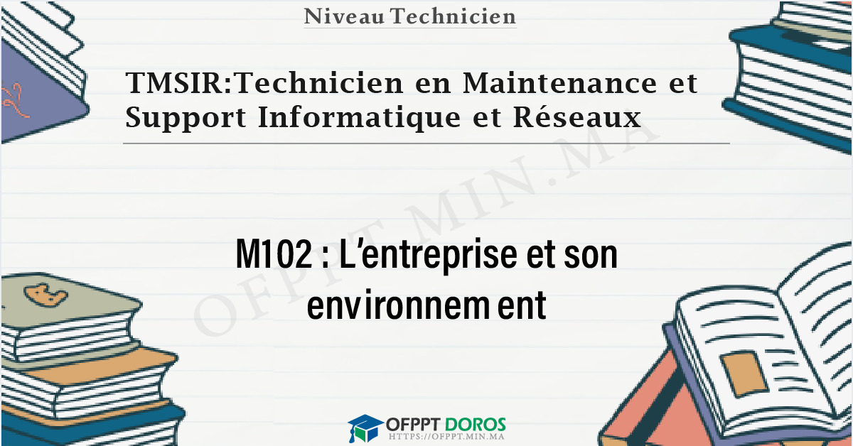 Couverture du cours OFPPT TMSIR:Technicien en Maintenance et Support Informatique et Réseaux L’entreprise et son environnement M102 - 