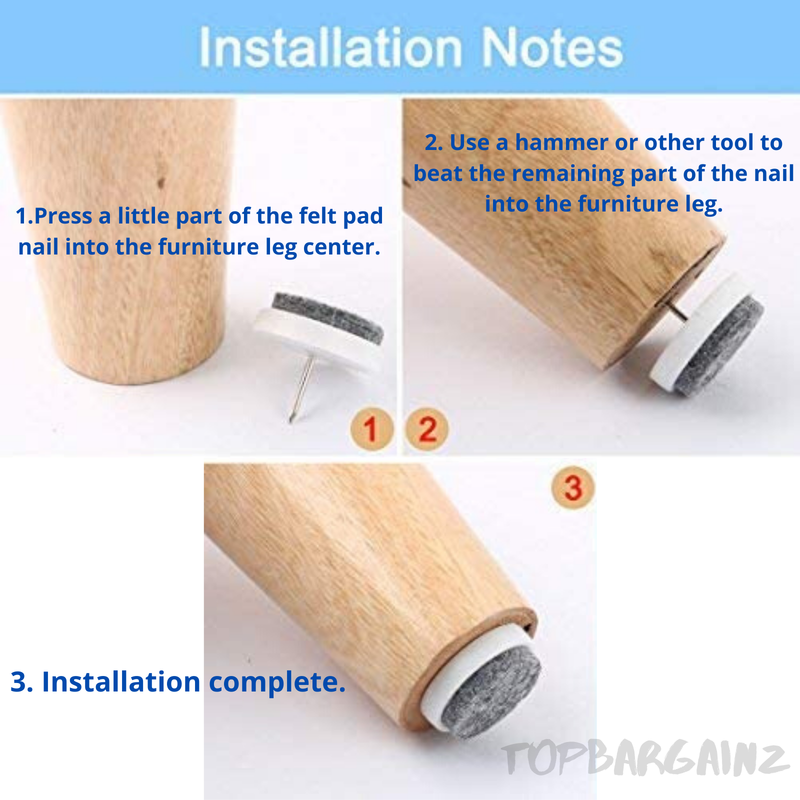 Furniture Felt Pads Floor Protectors Nail In 24pc Non Slip Table Chair