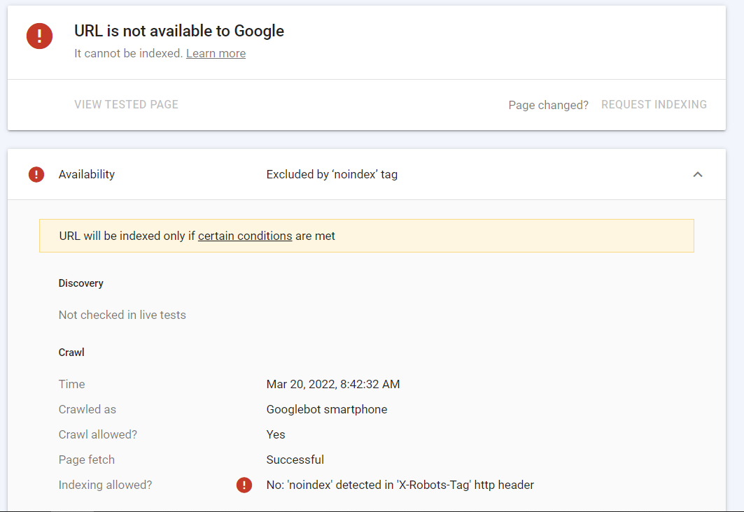 No: 'noindex' detected in 'X-Robots-Tag' http header