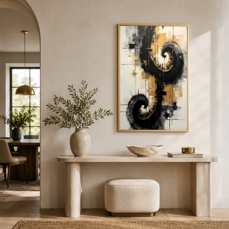 (IP007400C) Gold Black Watercolor Abstract V3