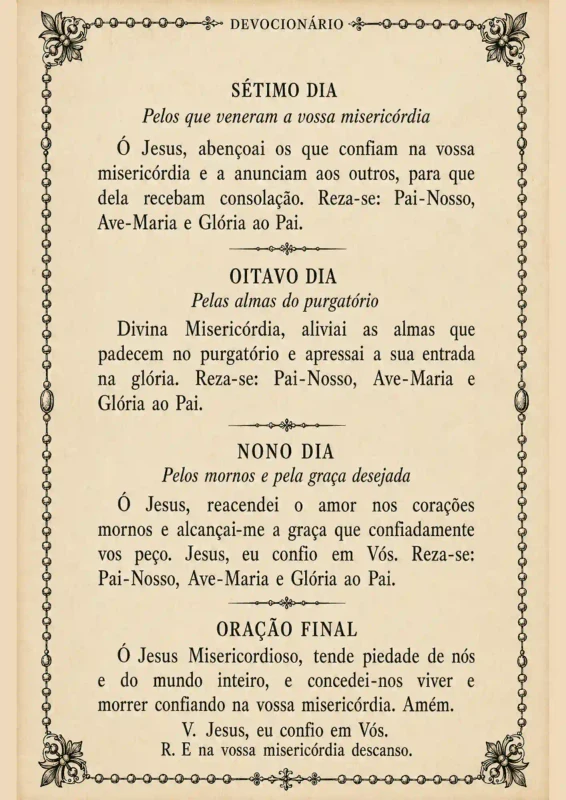 Página da novena à Divina Misericórdia