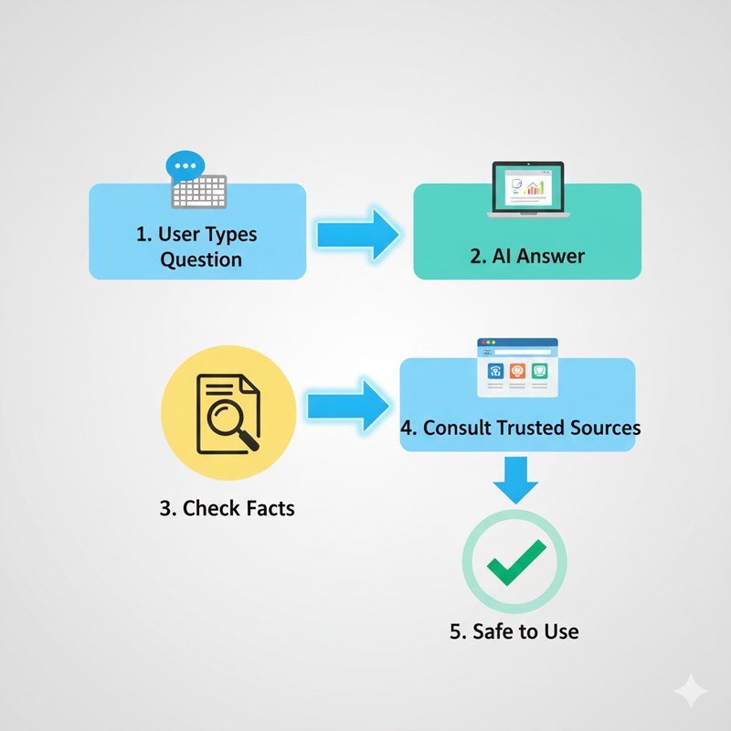 Step-by-step flowchart for verifying AI-generated facts.
