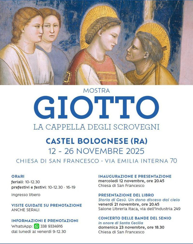 Dal 12 al 26 novembre 2025 la mostra “Giotto. La Cappella degli Scrovegni” nella Chiesa di San Francesco