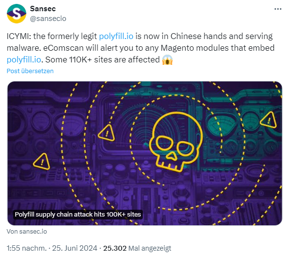 Polyfill supply chain attack