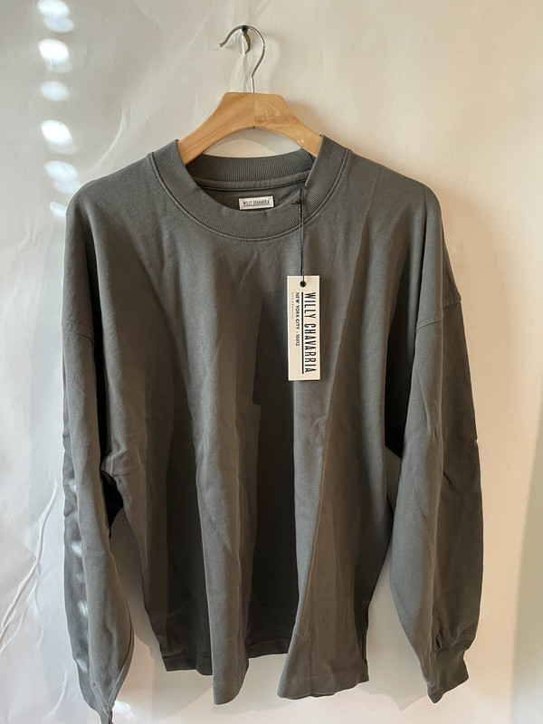 WILLY CHAVARRIA CHARCOAL LONGSLEEVE RUFF NECK T SIZE MEDIUM