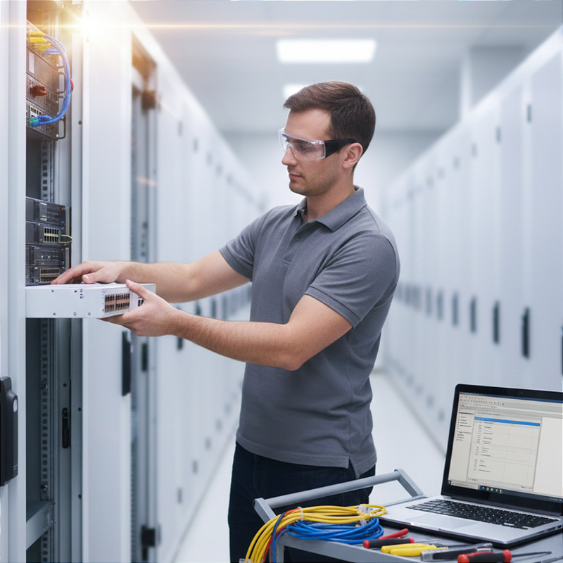 Detalhe dos 4 Uplinks 10GE SFP+