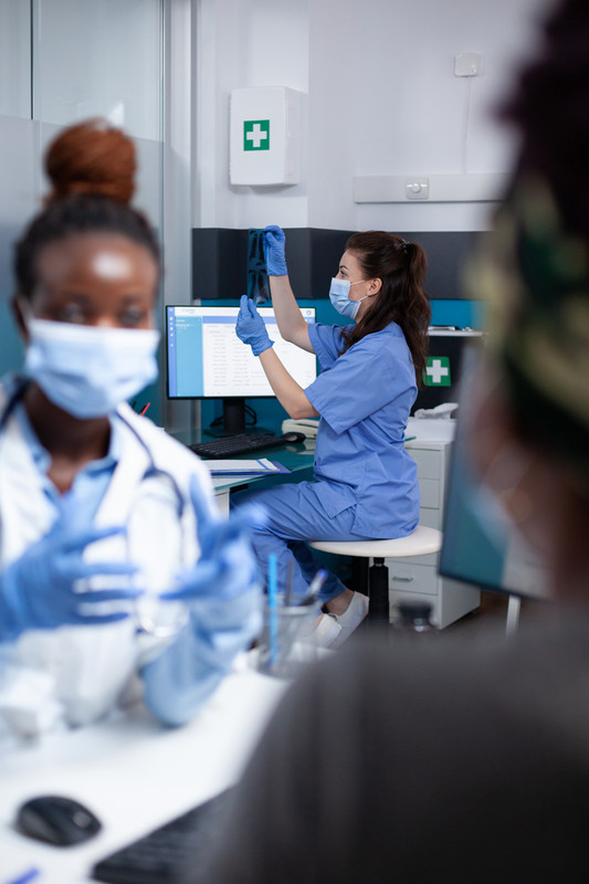 Nurse checking x-ray