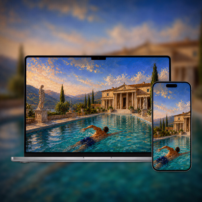 Heritage wallpaper bundle shown on laptop and phone