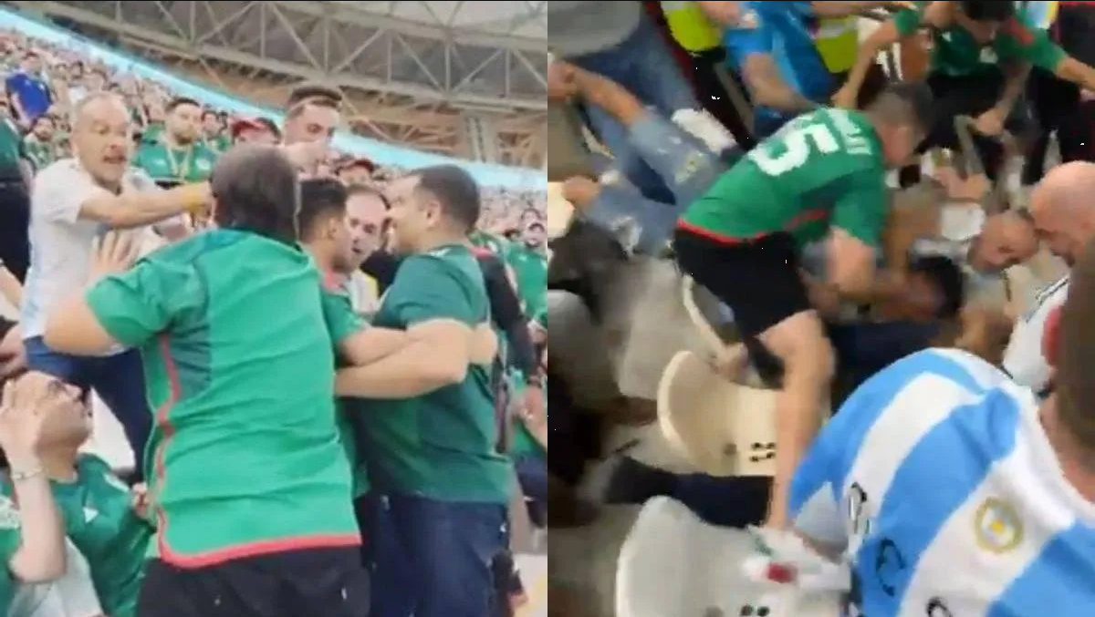 Captan pelea entre mexicanos y argentinos en las tribunas de Qatar 2022