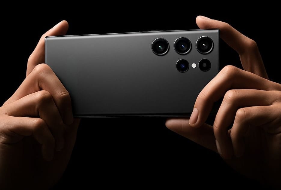 Smartphone displaying various photos