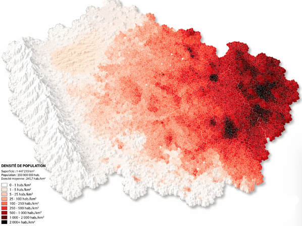 carte densité de la population