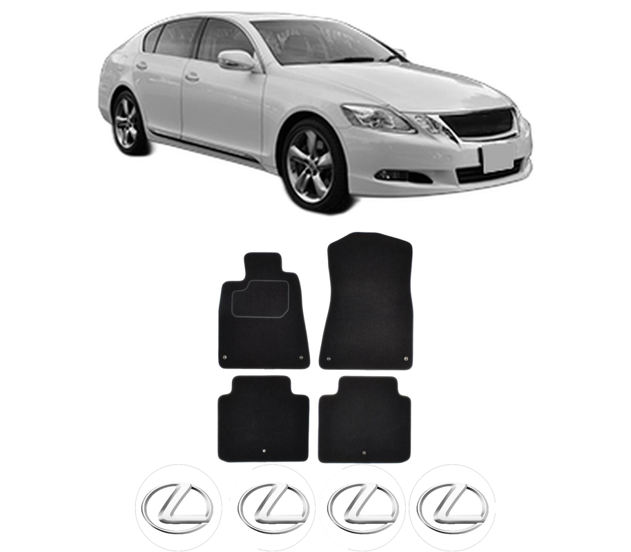 Set Covorase Presuri LEXUS GS (_S19_) din 2005-2011, Auto, Material Textil Mocheta, 4 Stickere auto cu LEXUS