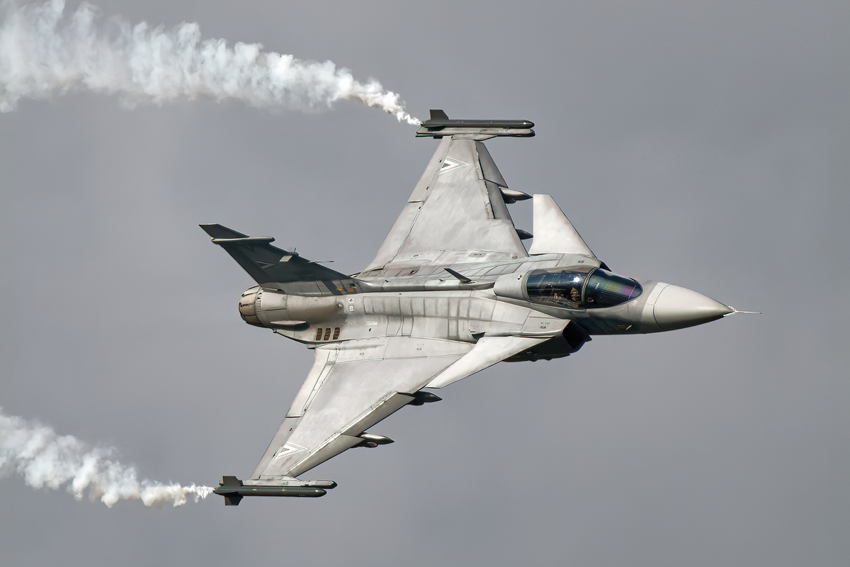 Swedish Gripen in flight