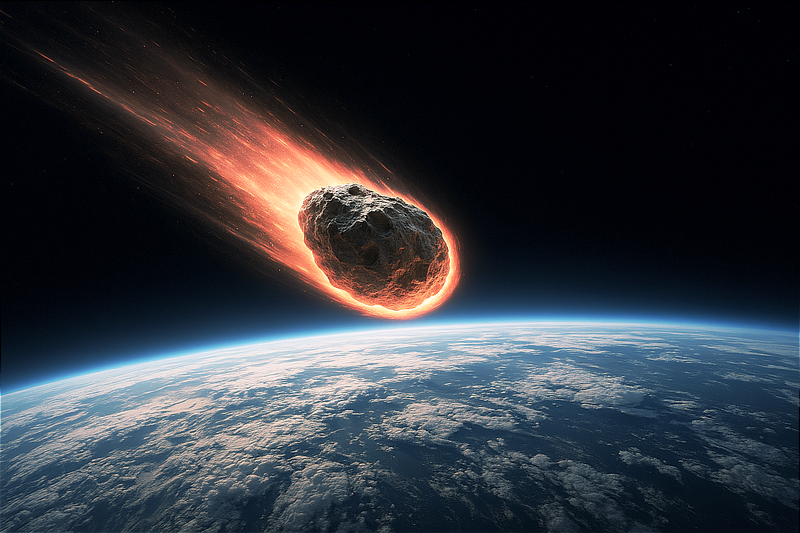 Asteroide entrando en la atmsfera visto desde el espacio - imagen artstica