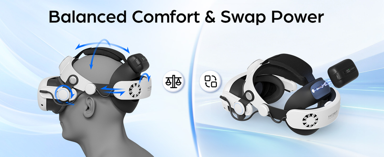 KKCOBVR Q3U 10000mAh Battery Head Strap for Meta Quest 3 & Quest 3S Triple Fan - Image 2