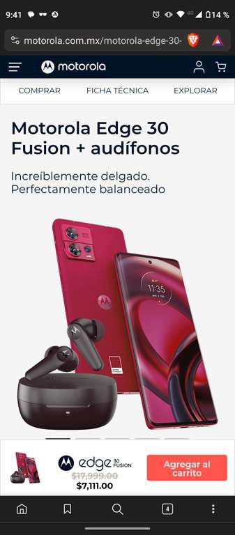 Motorola: Moto edge 30 Fusión + audífonos 
