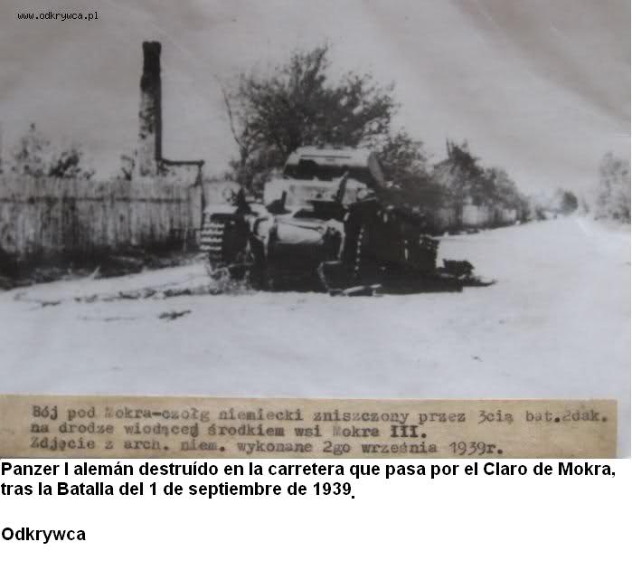 Panzer alemán destruido en la carretera que pasa por el Claro de Mokra