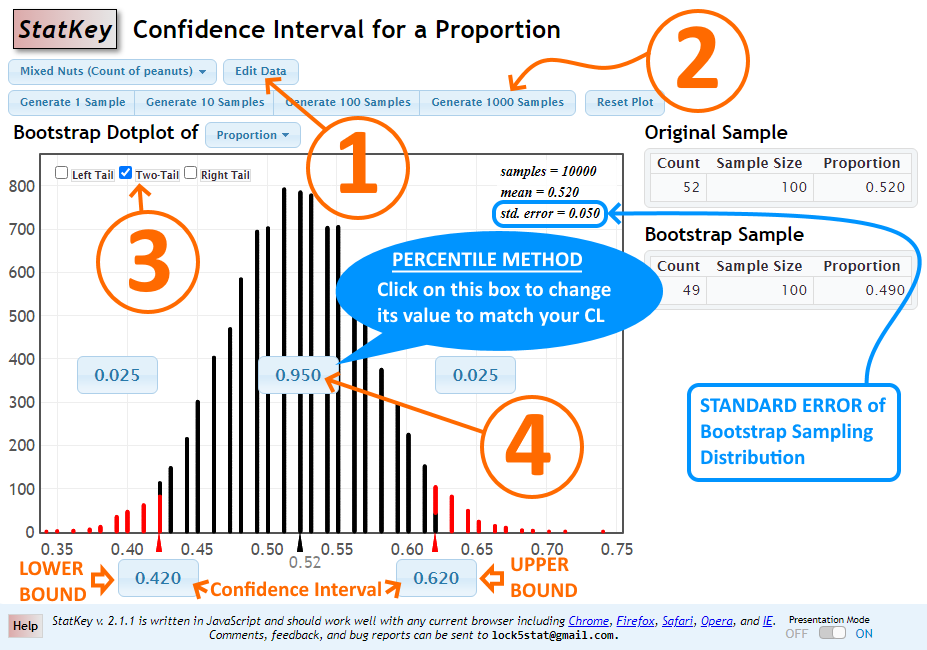 Bootstrap Confidence Interval for a Proportion