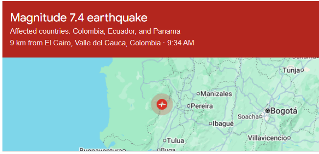 Un fuerte terremoto de magnitud 7,4 golpea el occidente de Colomb (1)