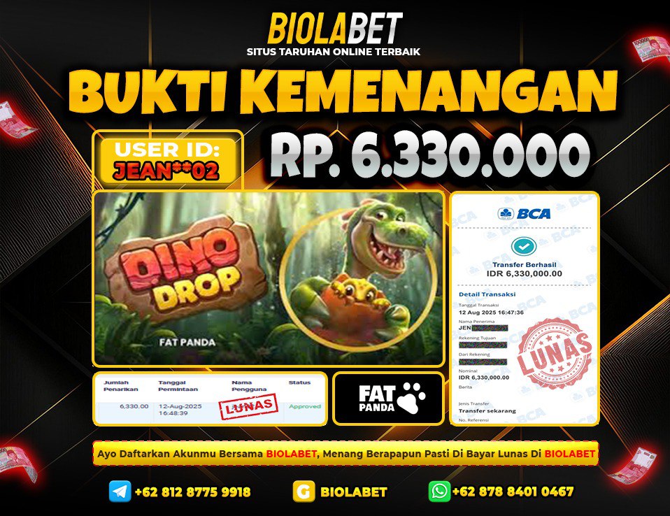 BIOLABET JACKPOT FAT PANDA Rp.6.330.000.,- LUNAS