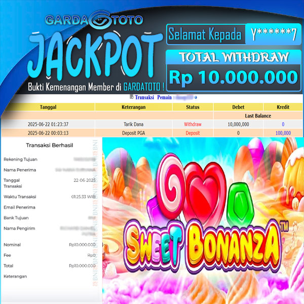 JACKPOT SLOT MAIN DI SLOT SWEET BONANZA WD Rp 10.000.000,- DIBAYAR LUNAS GARDATOTO MANTAP !