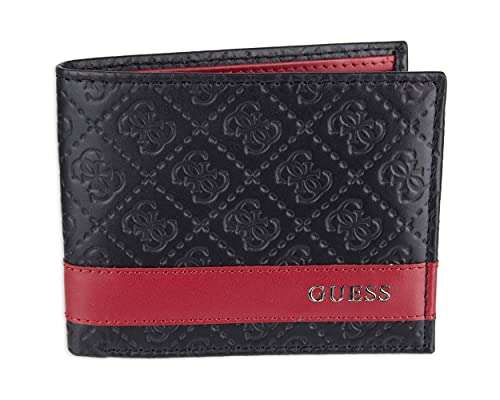 Amazon: GUESS Billetera plegable delgada de cuero para hombre 
