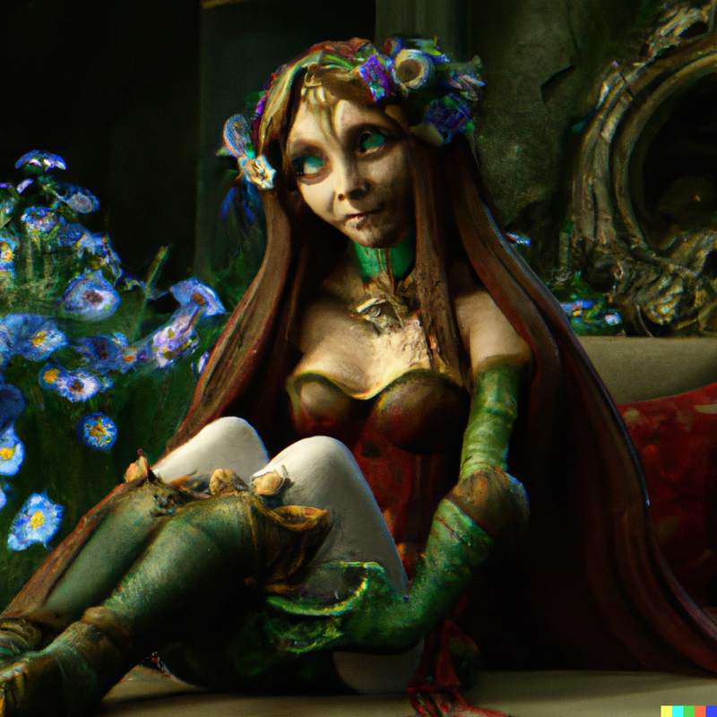 DALL·E 2022-11-04 10.44.09 - zelda sitting like mona lisa, intricate, flowers, style by world of war