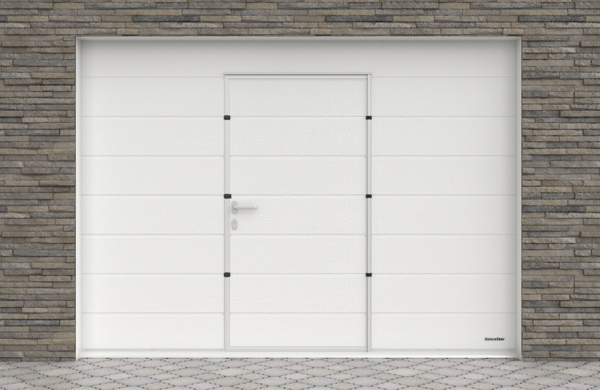 Garagentor Sektionaltor Tor Tür Weiß M-Sicke Woodgrain + Motor