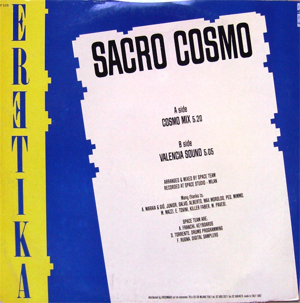 14/01/2023 - Eretika! ‎– Sacro Cosmo (Vinyl, 12, Single, 45 RPM )(Space Records (Italy) ‎– SP 009) (1992) R-789818-1368172283-2469