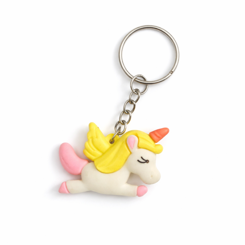 Small Unicorn With Pink Mane Keychain Yellow
