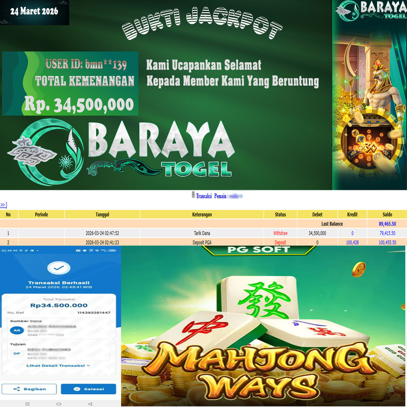 Rp. 34.500.000.- WD LUNAS DI BARAYATOGEL