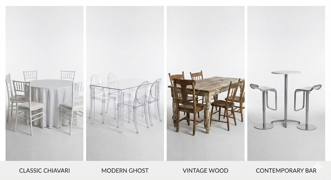 Сравнение стилей мебели для мероприятий - классика, модерн, лофт