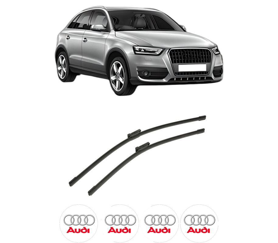 Set stergatoare auto AUDI Q3 (8UB, 8UG) din 2011-2018, pentru parbriz auto, 2 bucati, Bosch Aerotwin, din cauciuc siliconat rezistent, 4 Stickere Auto AUDI