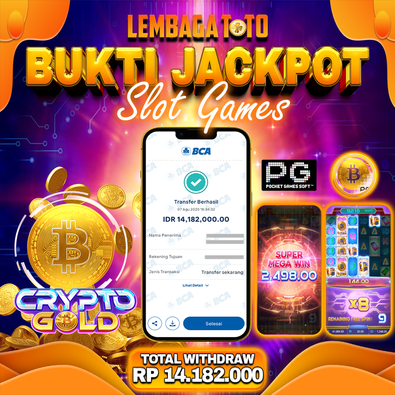 BUKTI JACKPOT 08 AGUSTUS LEMBAGATOTO CRYPTO GOLD  Rp.14.182.000,- LUNAS