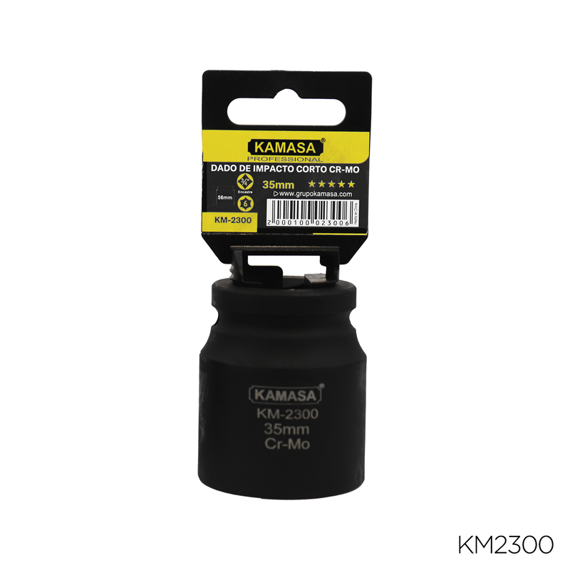 DADO DE IMPACTO CORTO CRMO "KAMASA" - 3/4"DR.X 35MM