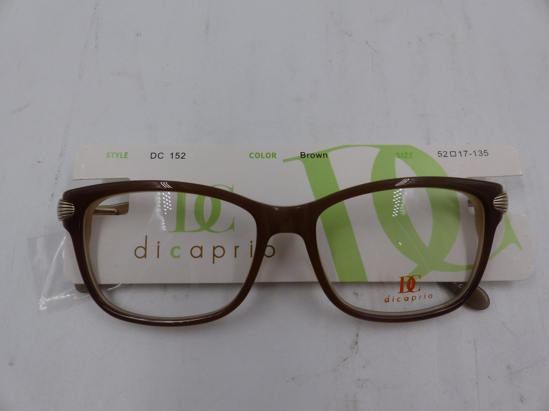 DICAPRIO DC152 UNISEX BROWN EYE GLASSES W/ SILVER DETAIL SIZE 52-17-135