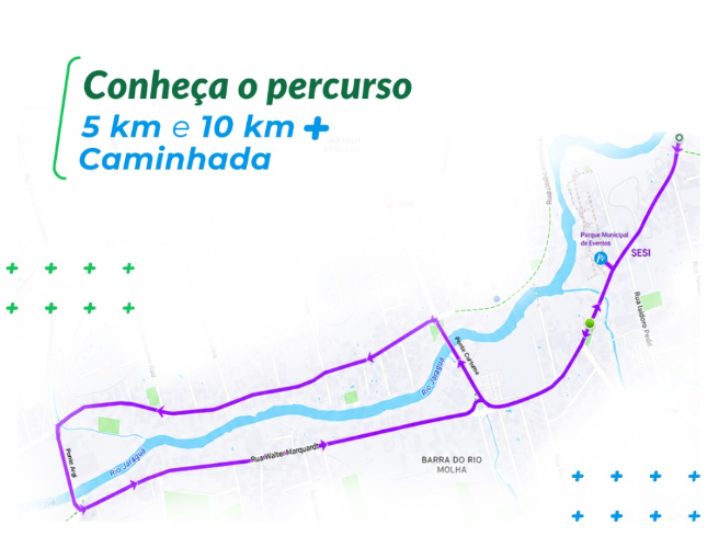 Percurso oficial Corridas do Bem SESI Saúde 2026 - Etapa Jaraguá do Sul