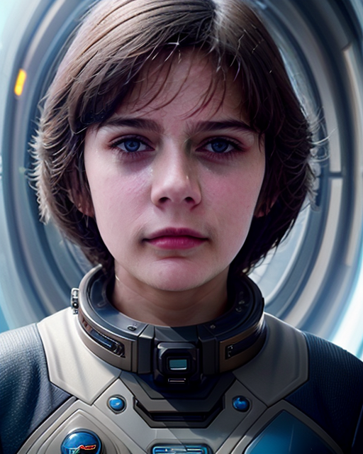 00118-1797955795-3444-(AlSe_0.8), A woman in a futuristic space uniform, against the background of t