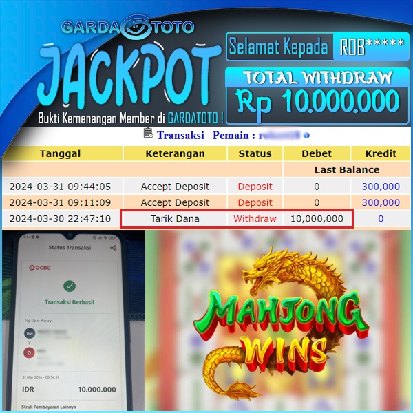 JACKPOT SLOT MAIN DI SLOT MAHJONG WINS WD Rp 10.000.000,- DIBAYAR LUNAS GARDATOTO MANTAP !