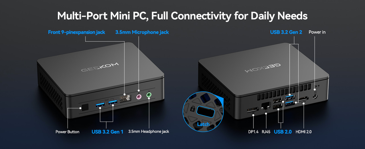 GEEKOM Air12 Lite Mini PC Intel N150 8GB DDR4 256GB SSD Windows 11