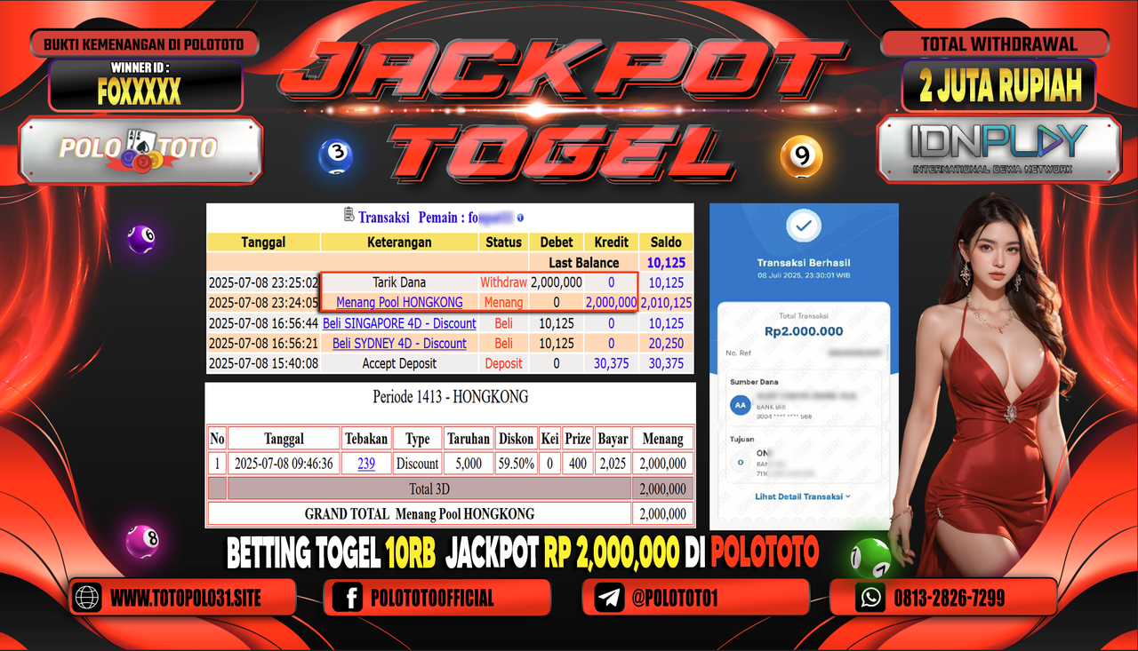 POLOTOTO JACKPOT TOGEL HONGKONG LOTTO Rp.2.000.000,-