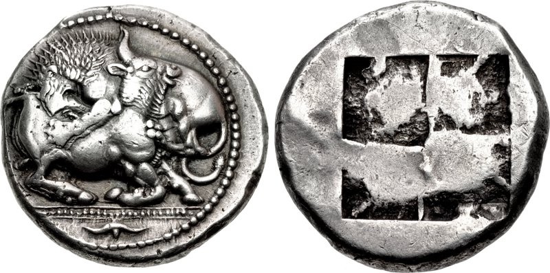 Tetradracma ático. Akanthos (Acanto, Actual Ierissos. Grecia). Año: 470-430 a.C. 2461099