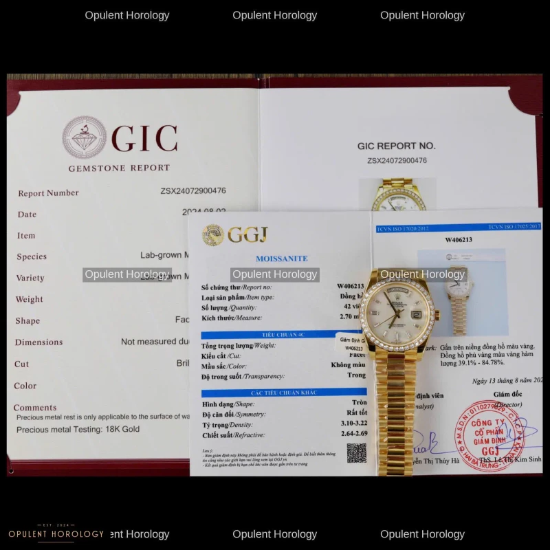 Rolex Day-Date 40 Mother of Pearl 18K Gold Plated Diamond Bezel